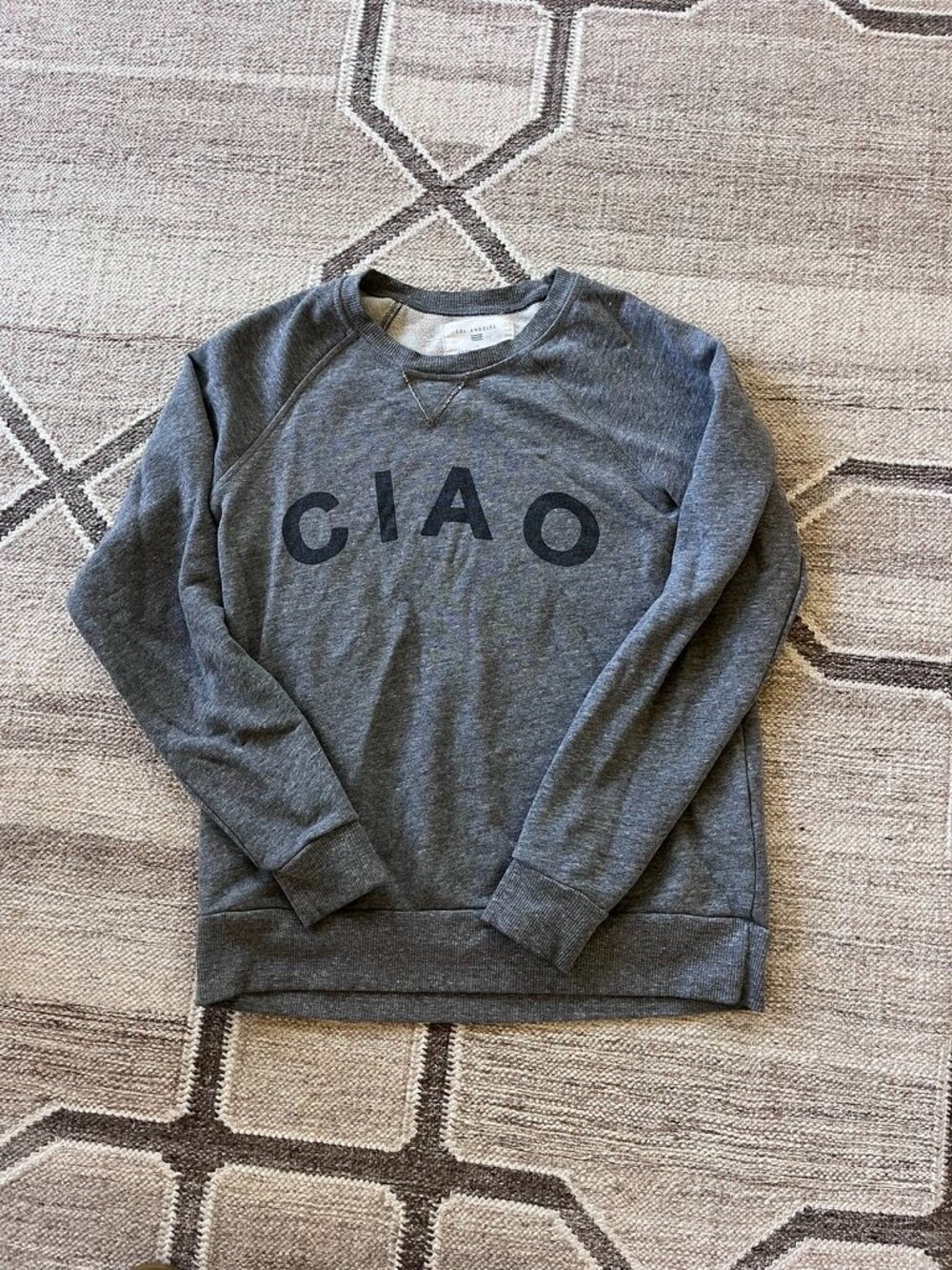 Anthropologie Sol Angeles Gray 'CIAO' Crew Sweatshirt XS